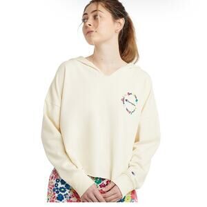 Champion Sweatshirt NWT French Terry Cream Floral Embroidered Womens Size Small